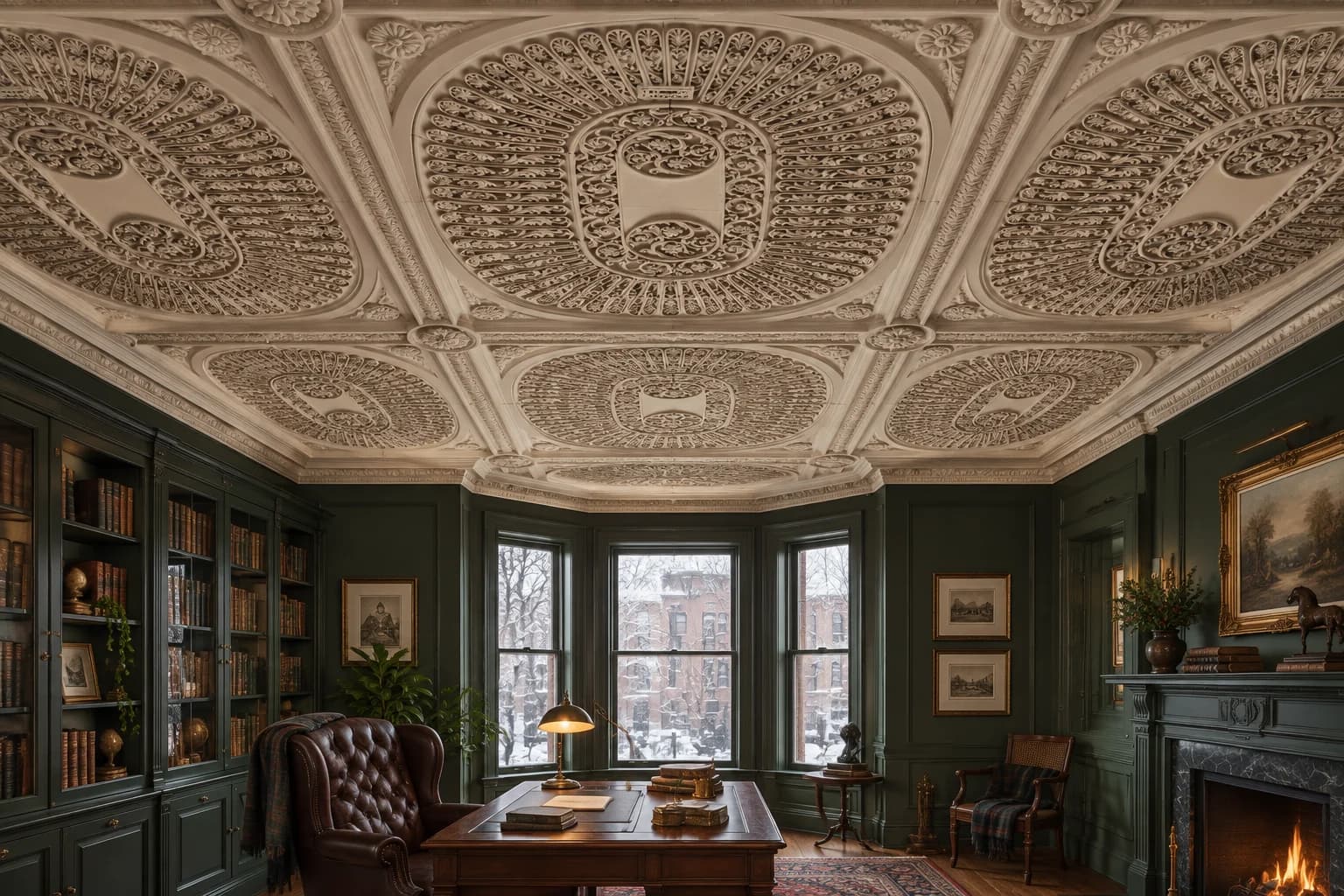 Radiating Acanthus Ceiling Design — representative installation